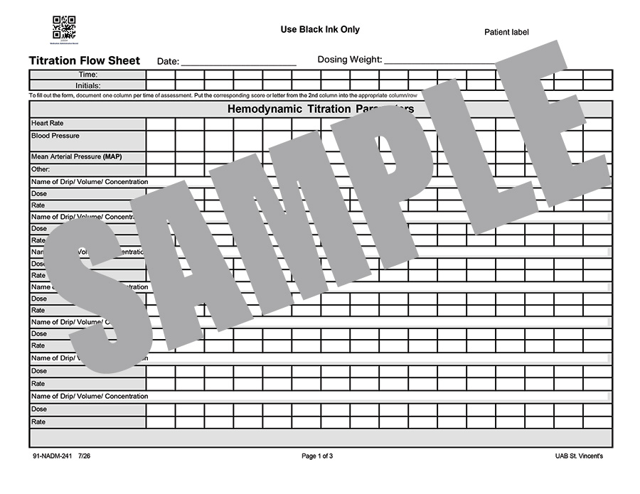 TITRATION FLOW SHEET