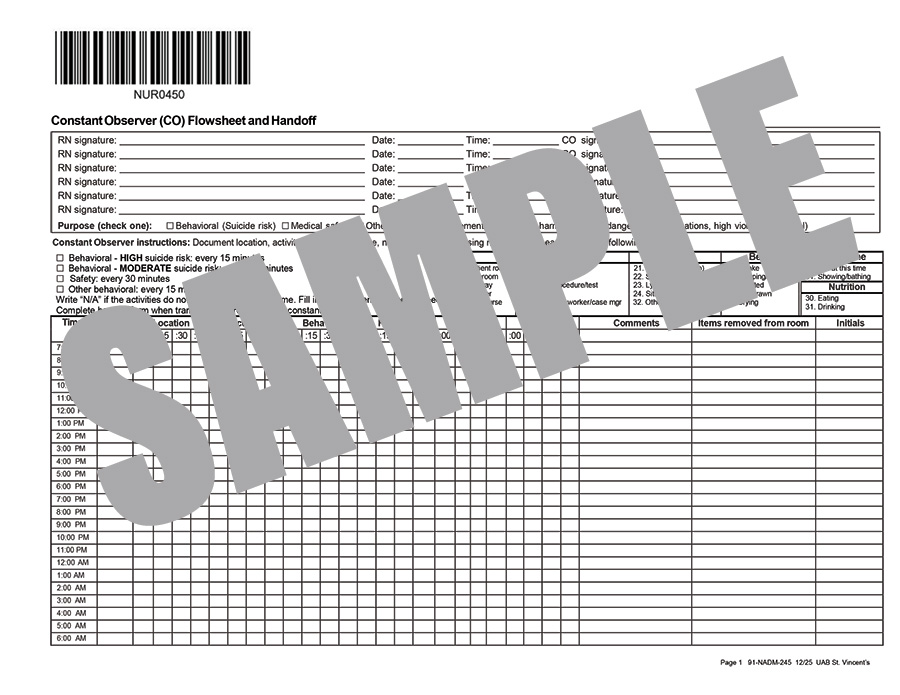 CONSTANT OBSERVER (CO) FLOWSHEET AND HANDOFF