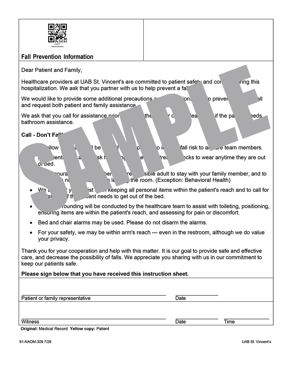 FALL PREVENTION INFORMATION
