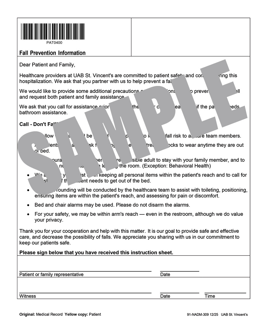 FALL PREVENTION INFORMATION