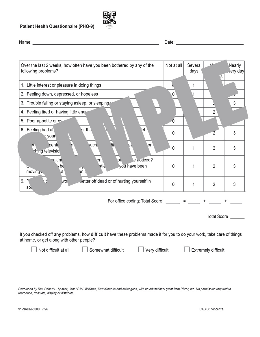 PATIENT HEALTH QUESTIONNAIRE PHQ-9