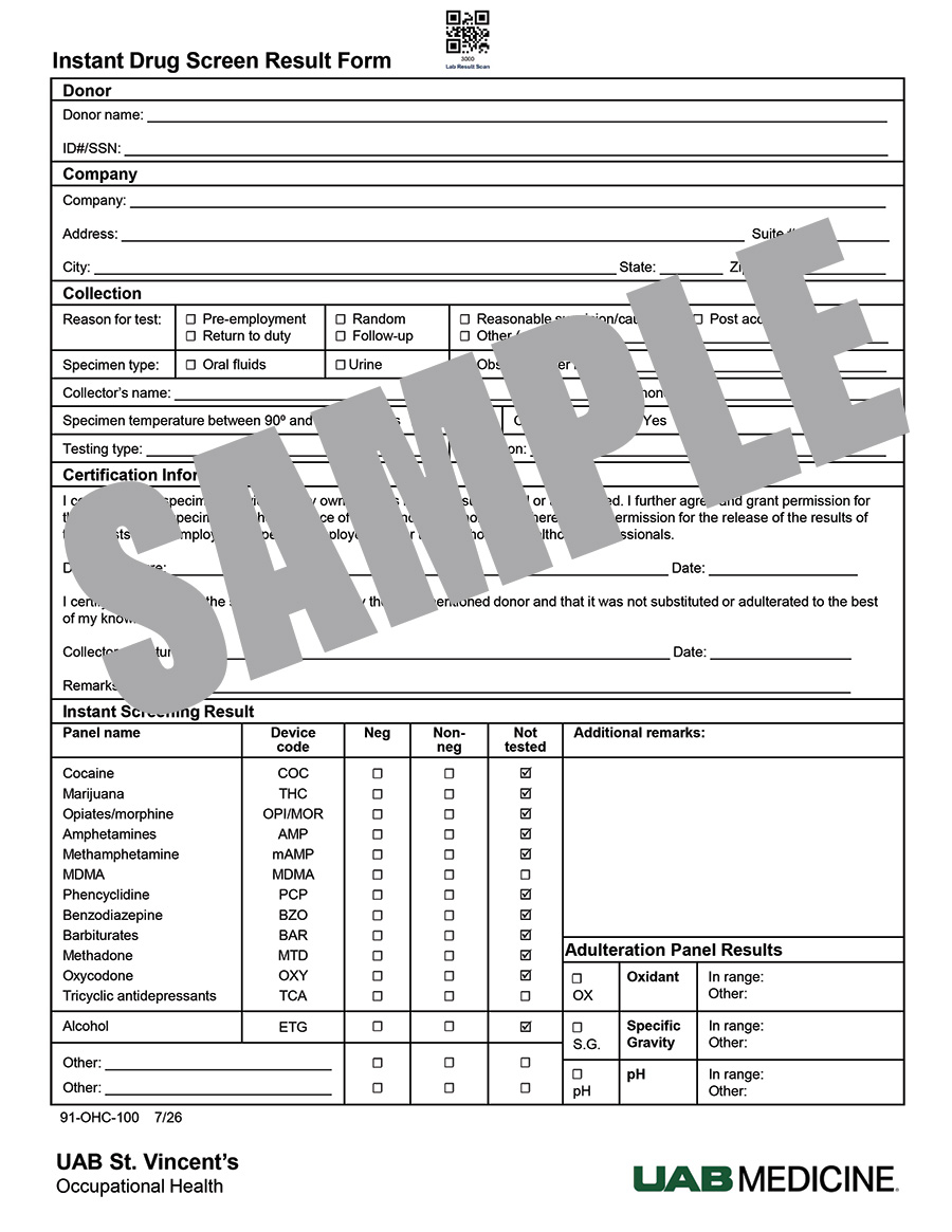 INSTANT DRUG SCREEN RESULTS