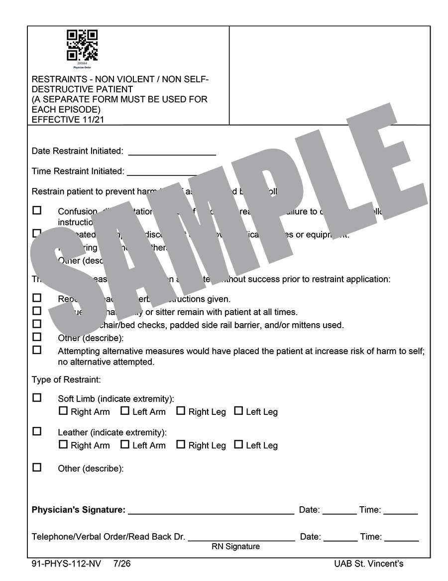 NV RESTRAINT ORDER (NON VIOLENT)
