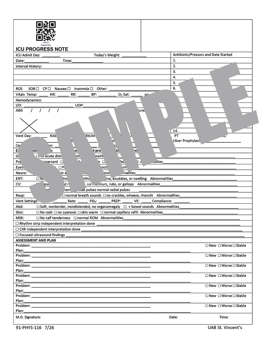 ICU PROGRESS NOTE TEMPLATE