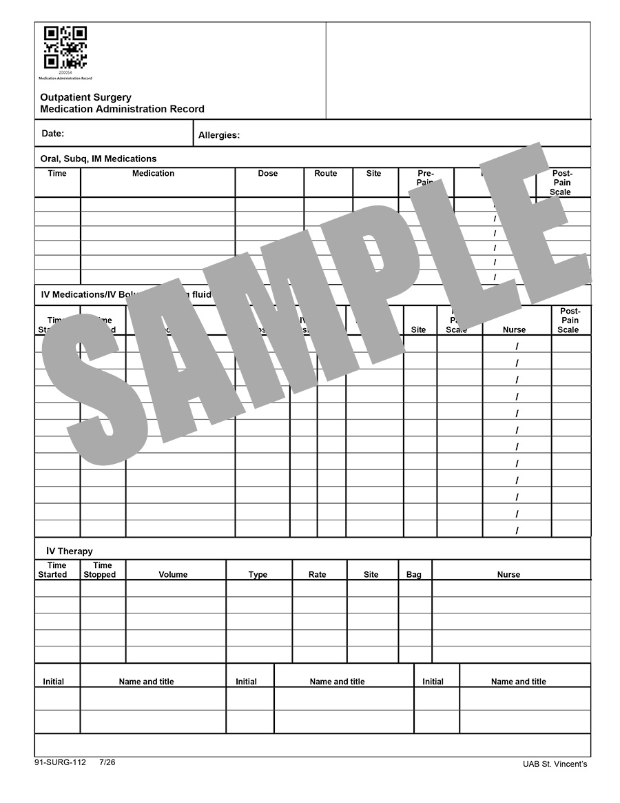 MEDICATION ADMINISTRATION RECORD OP SURGERY