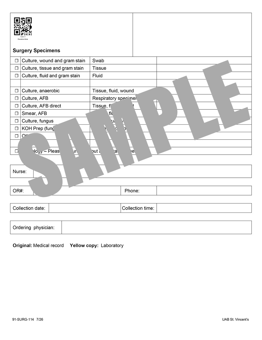 SURGERY SPECIMEN REQUEST