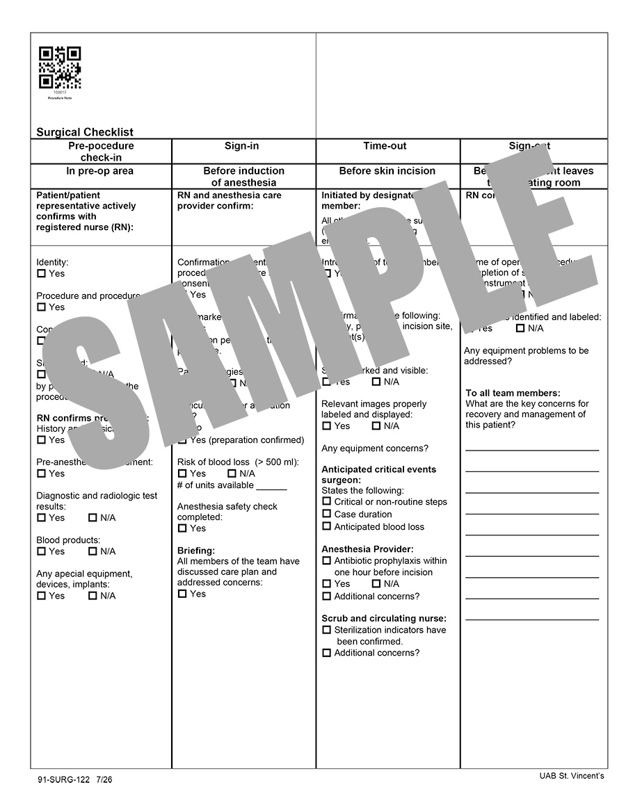 SURGICAL CHECKLIST
