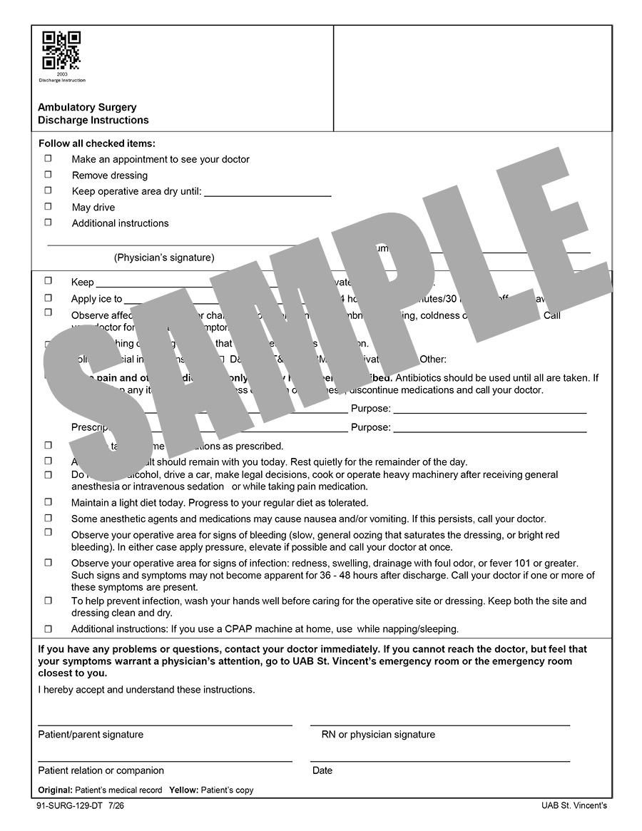 AMBULATORY SURGERY DISCHARGE INSTRUCTIONS-DOWNTIME