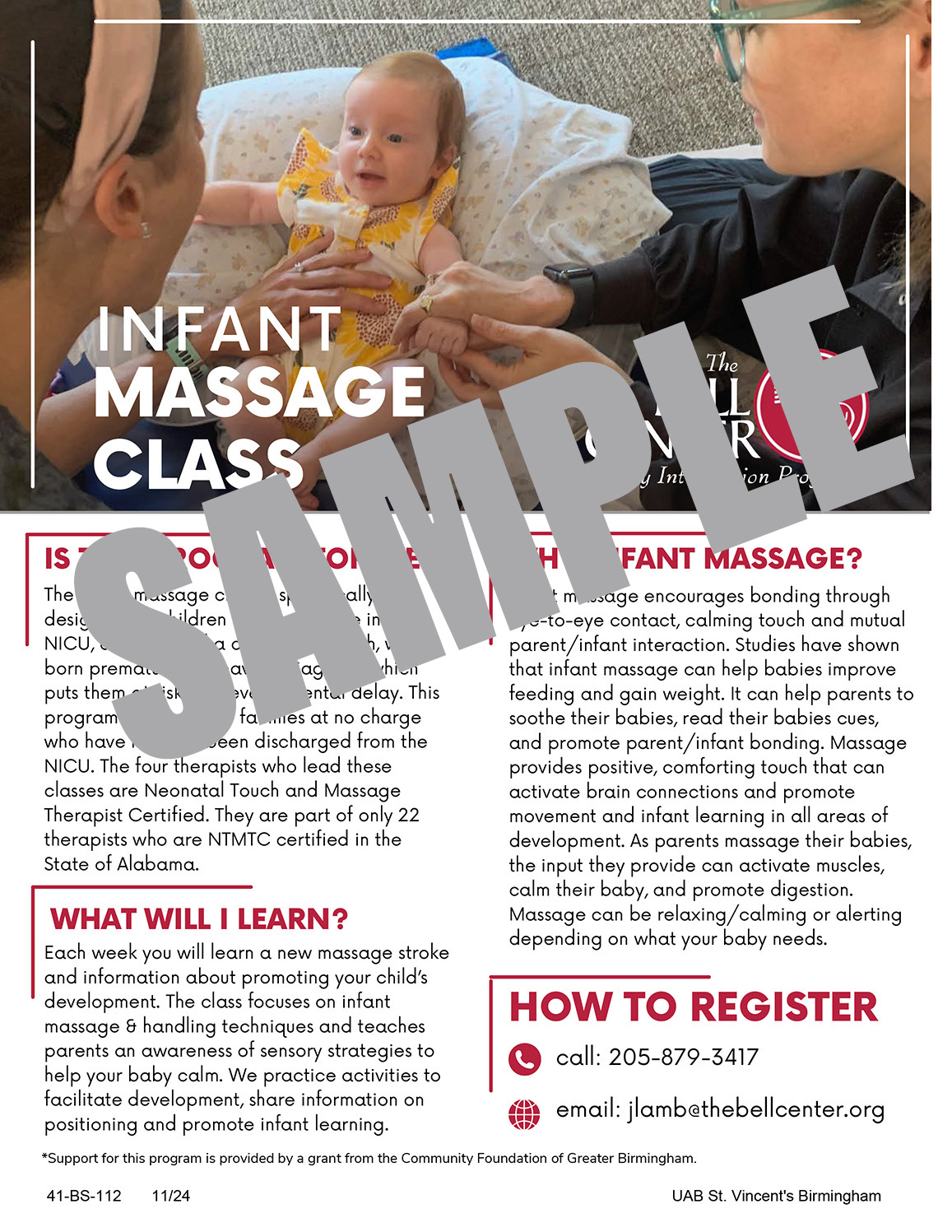 UAB INFANT MASSAGE CLASS