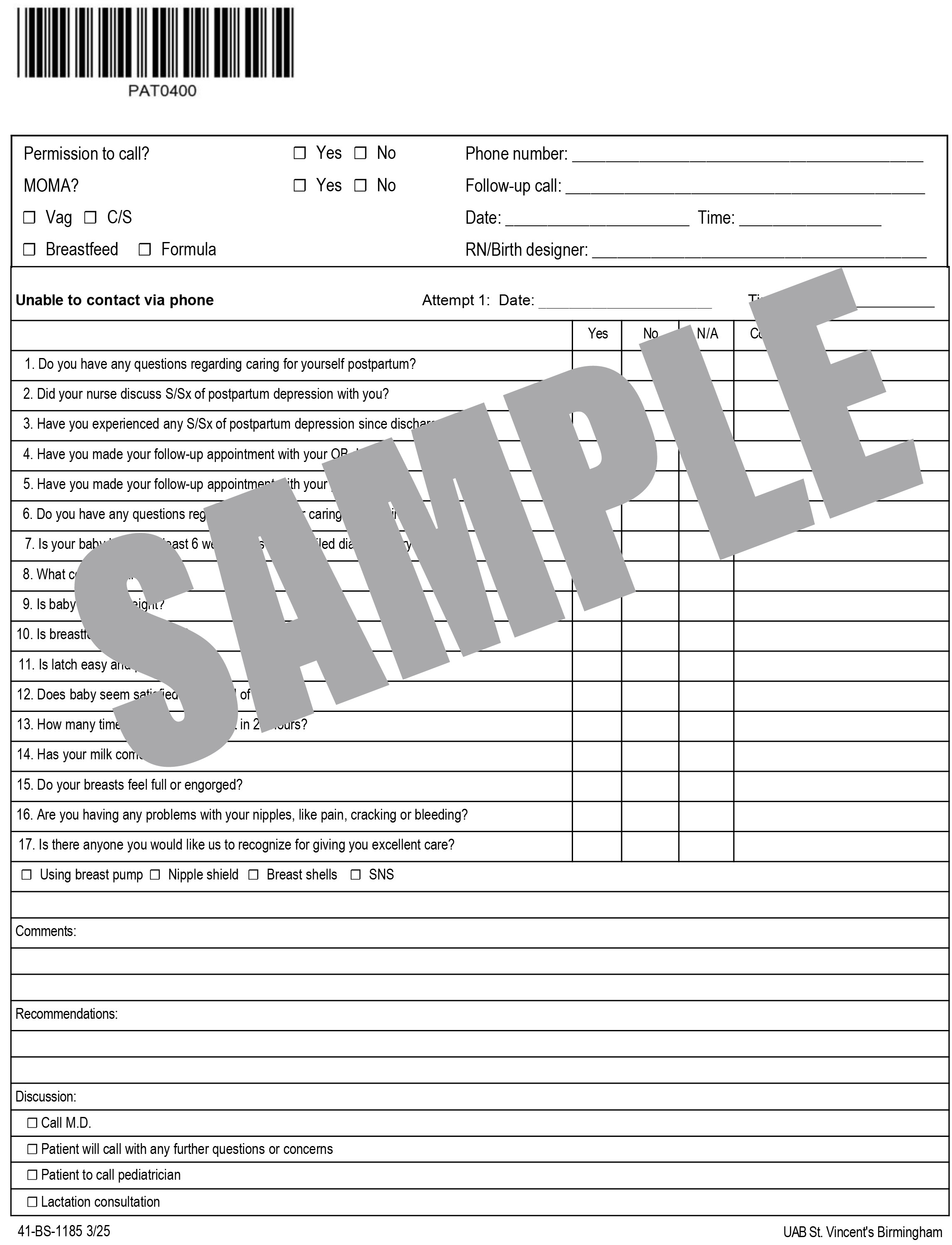 UAB PATIENT PHONE INTERVIEW