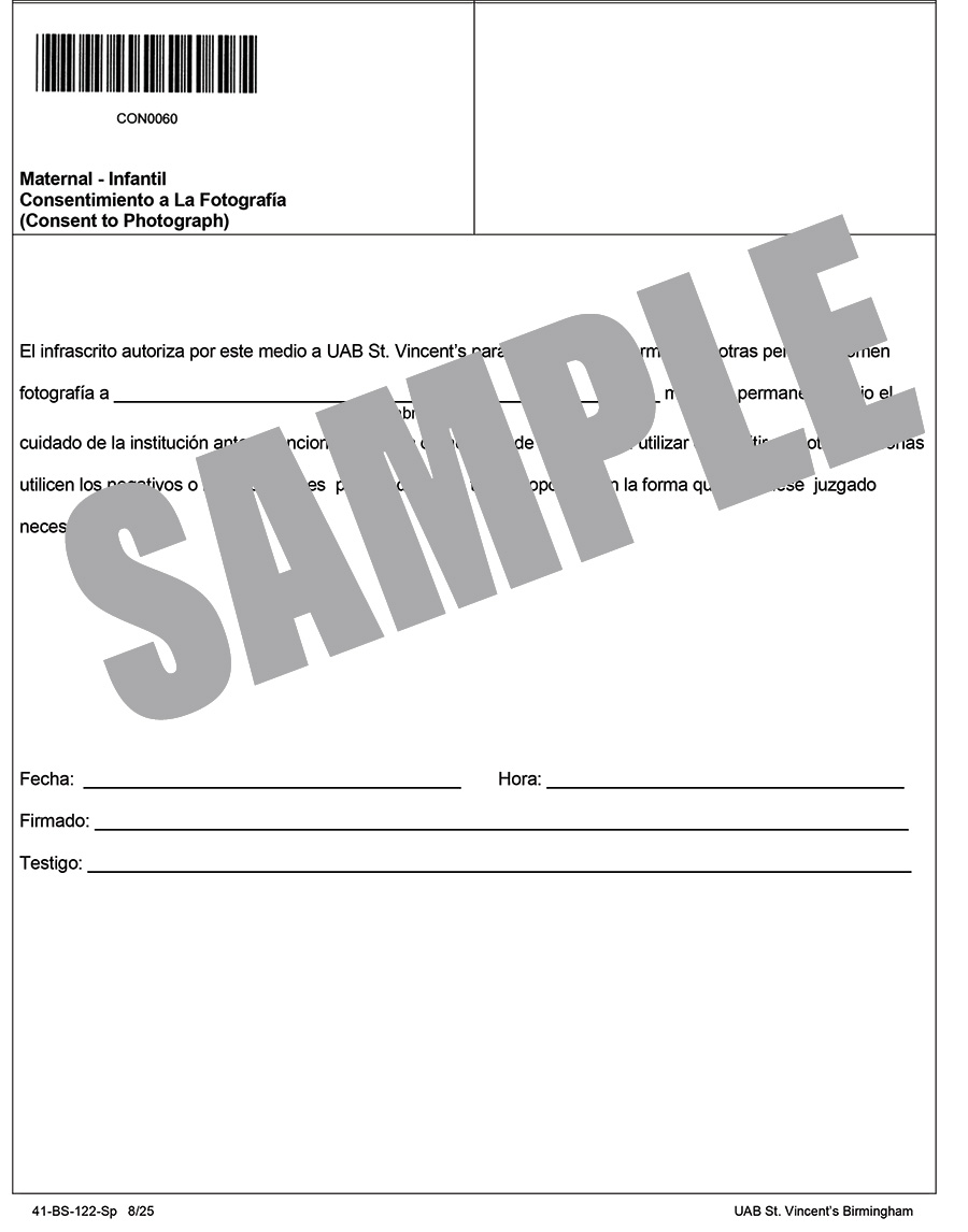 CONSENT TO PHOTGRAPH - SPANISH