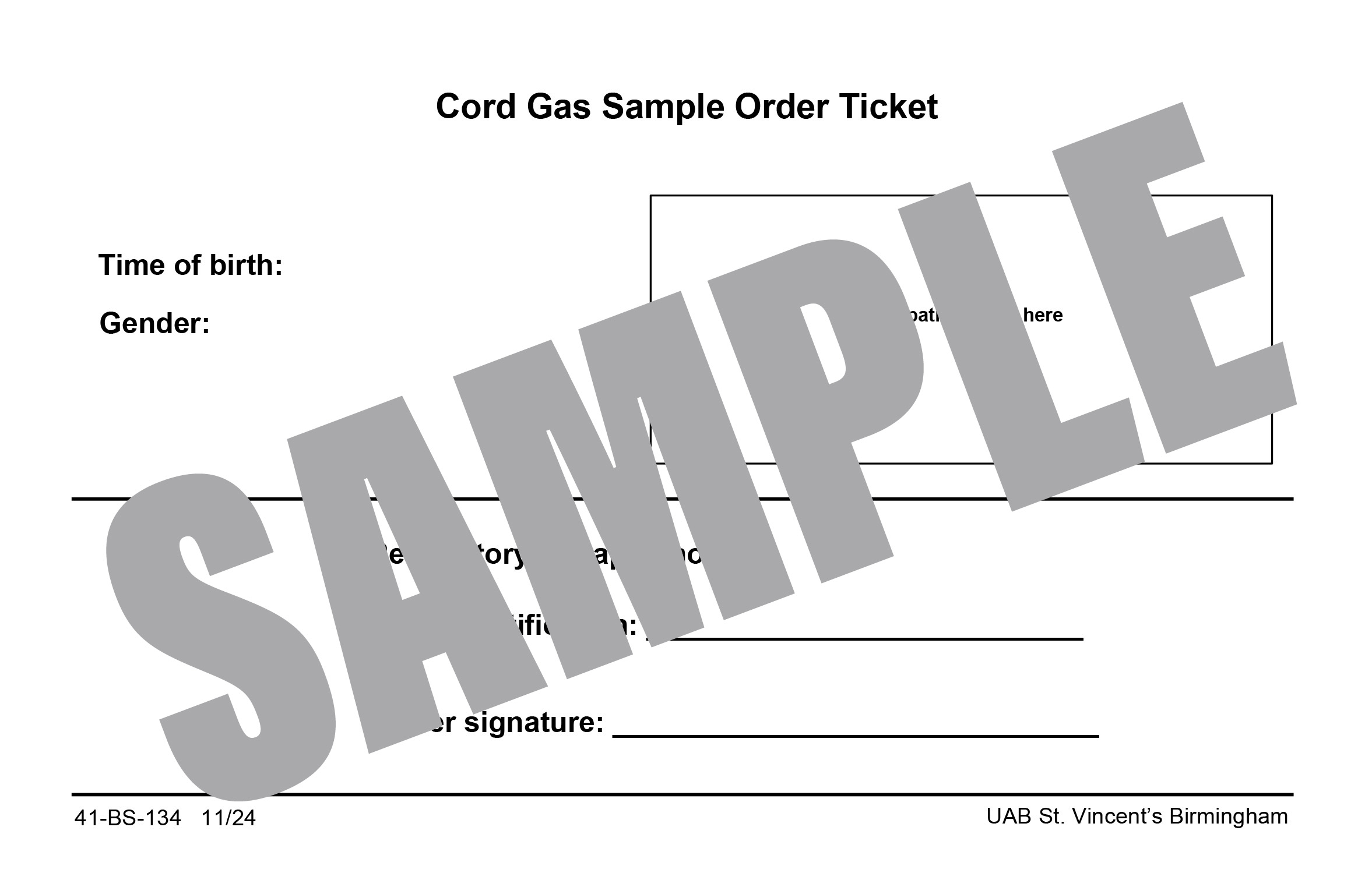 UAB CORD GAS SAMPLE ORDER TICKET