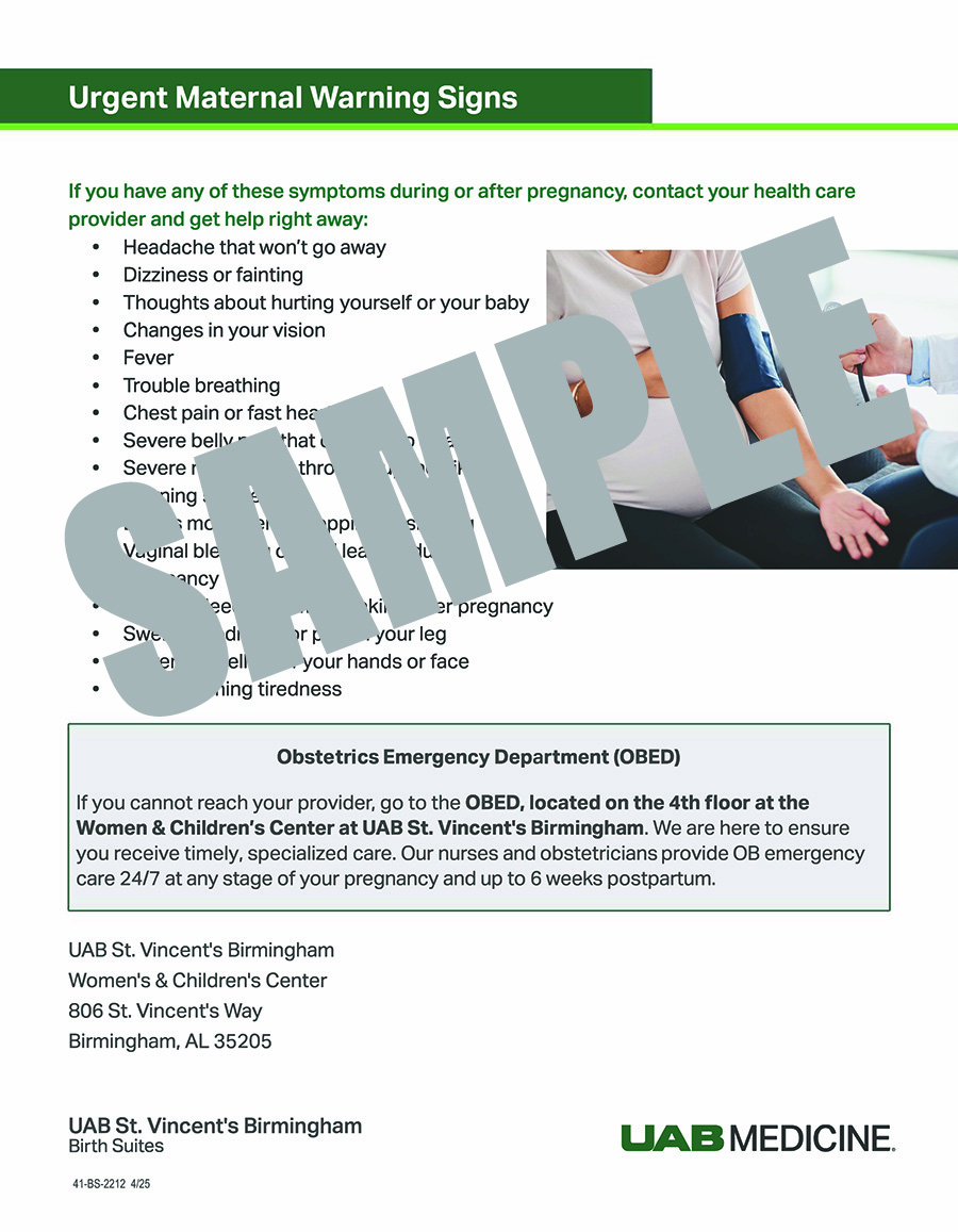 URGENT MATERNAL WARNING SIGNS