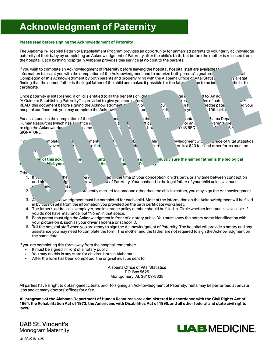 ACKNOWLEDGEMENT OF PATERNITY