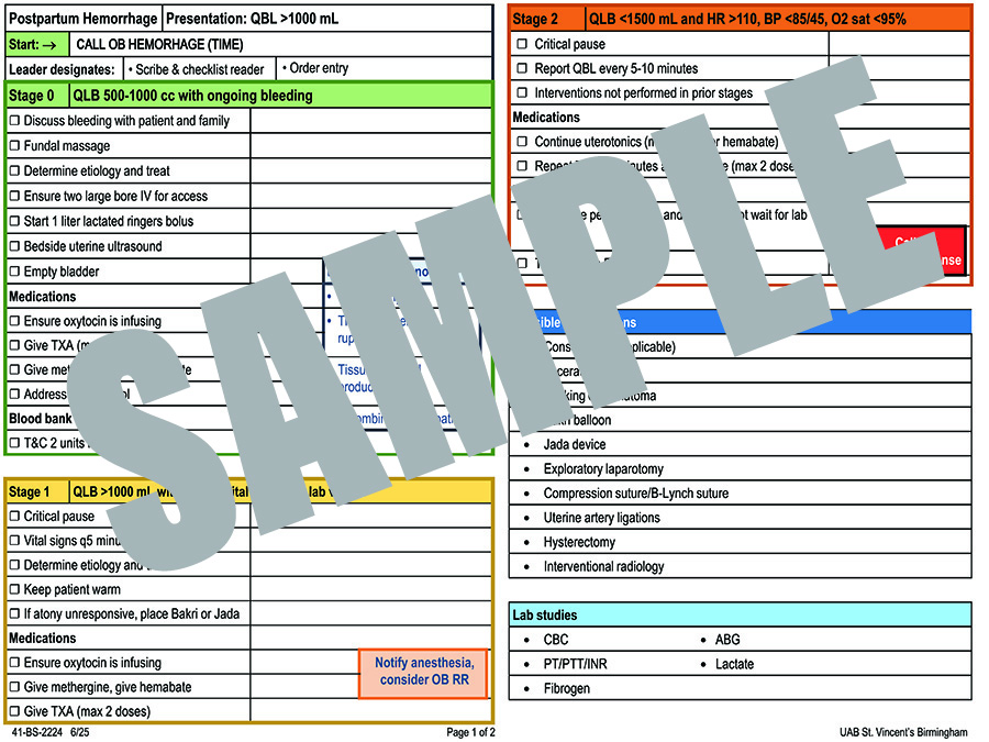 POST PARTUM HEMORRHAGE CHECKLIST