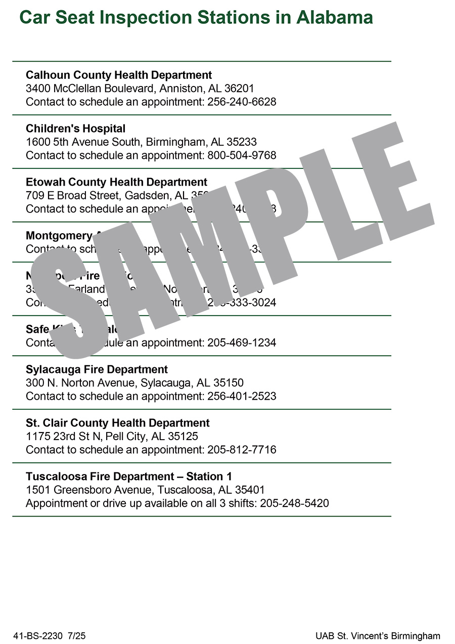Car Seat Inspection Stations in Alabama