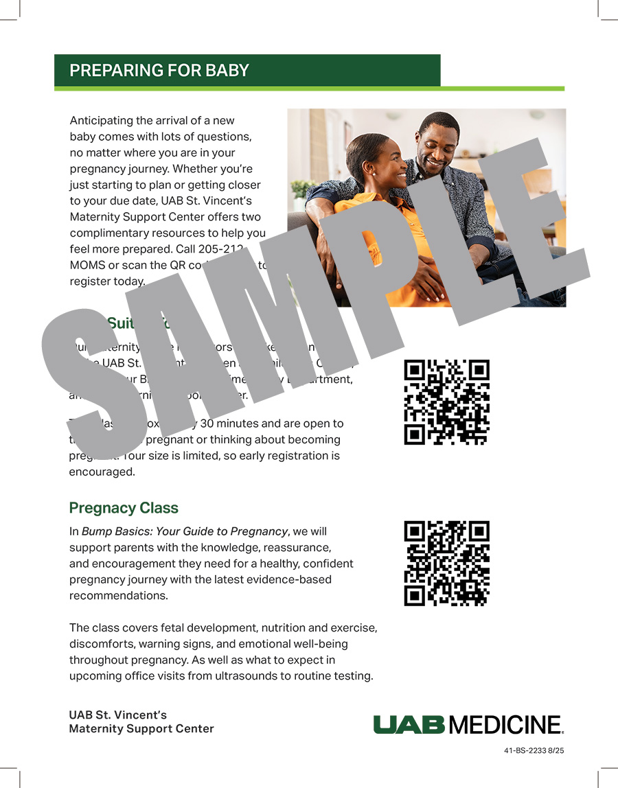 BIRTH SUITES TOUR & PREGNANCY CLASS FLYER