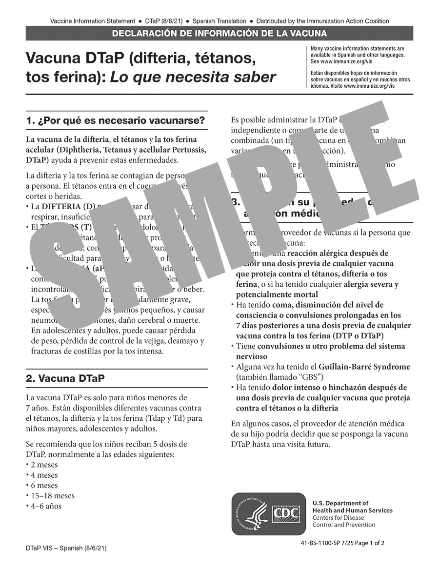 UAB DTAP VACCINE INFO-SPANISH