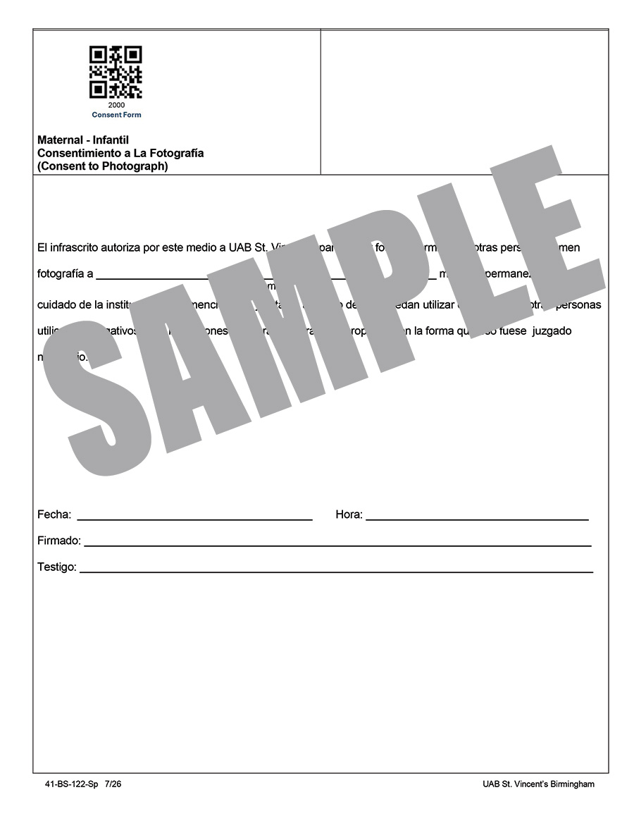 CONSENT TO PHOTGRAPH - SPANISH