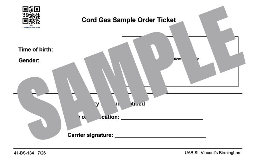 UAB CORD GAS SAMPLE ORDER TICKET