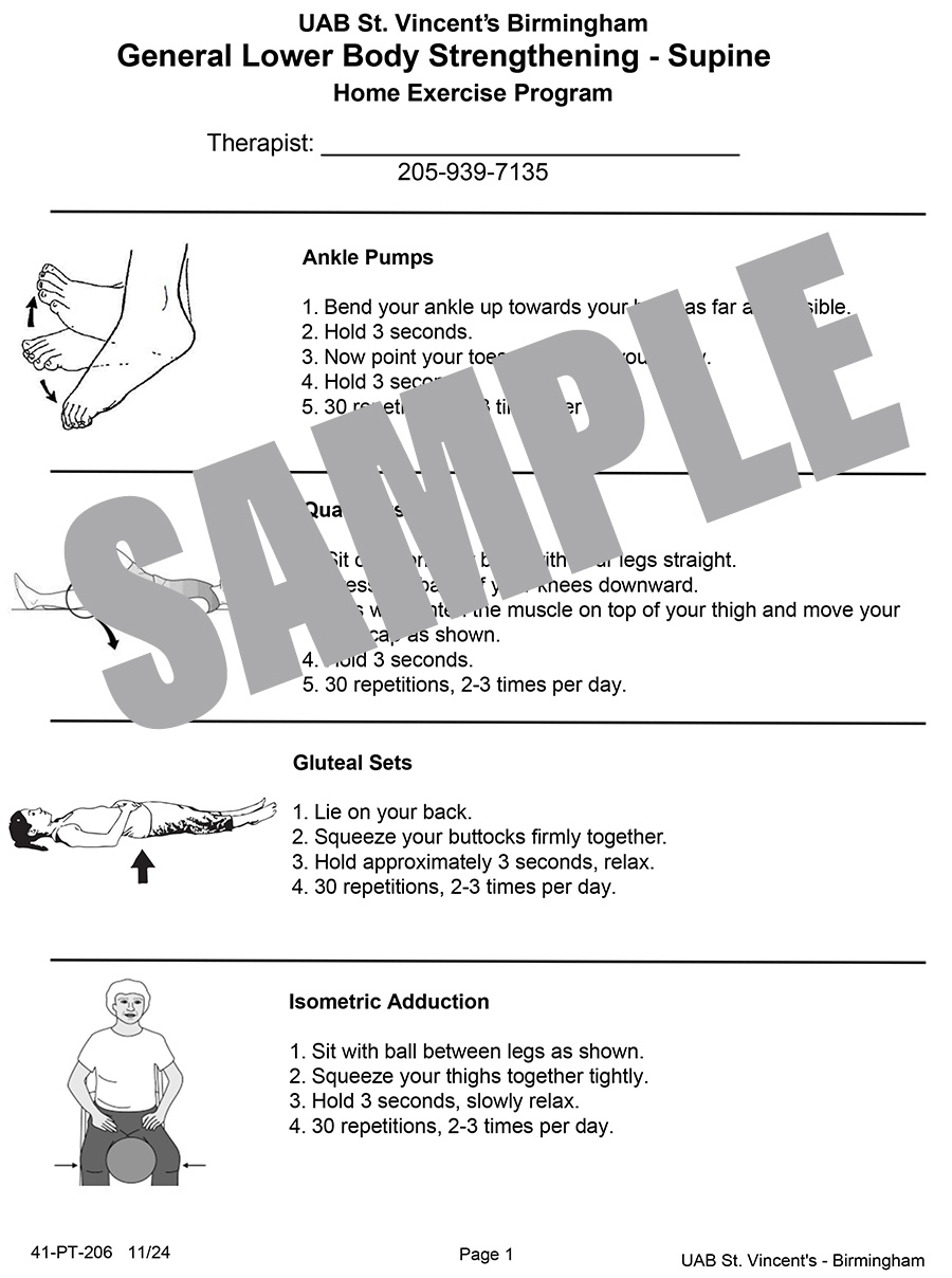 GEN LOWER BODY STRENGTH SUPINE HEP