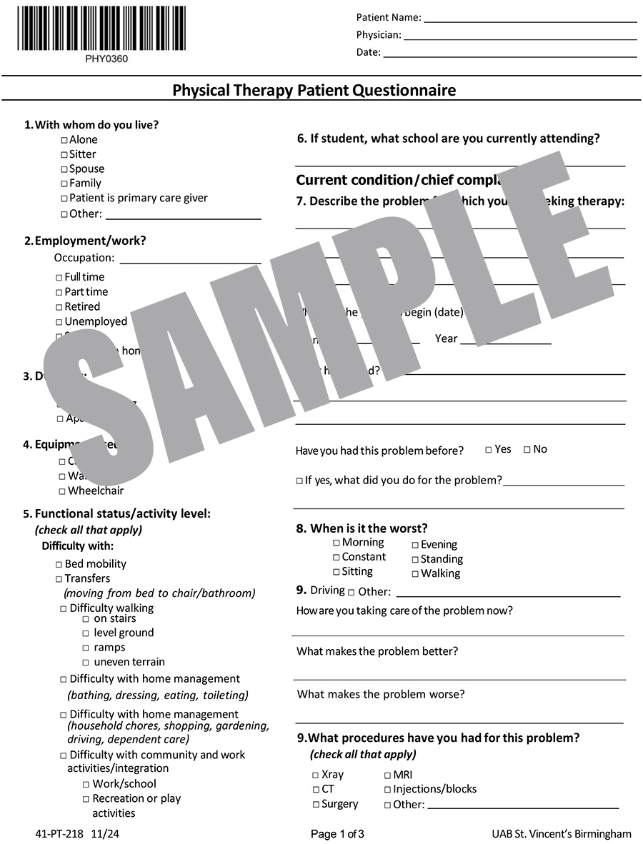 PT QUESTIONNAIRE