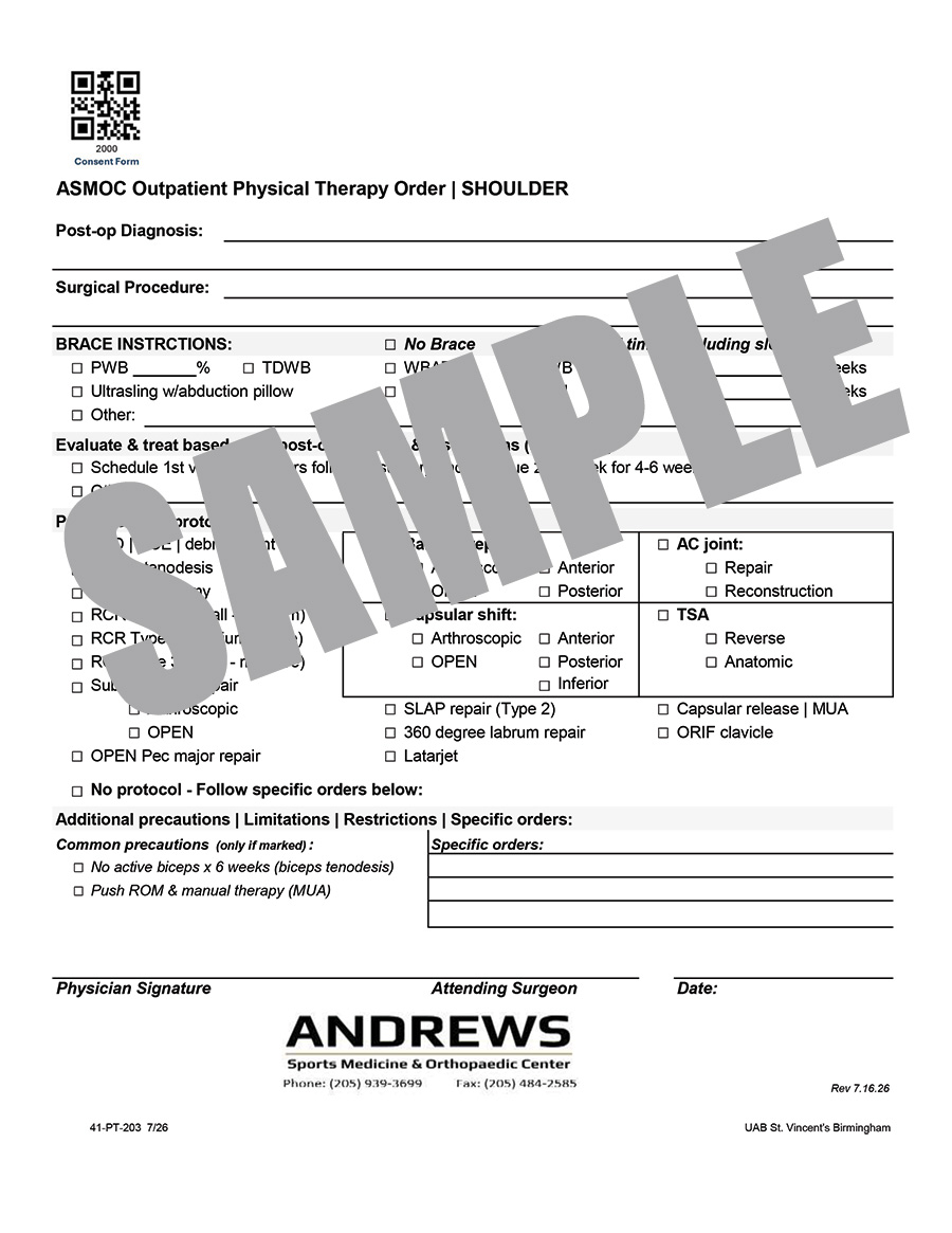 ASMOC SURGERY PT ORDER - SHOULDER