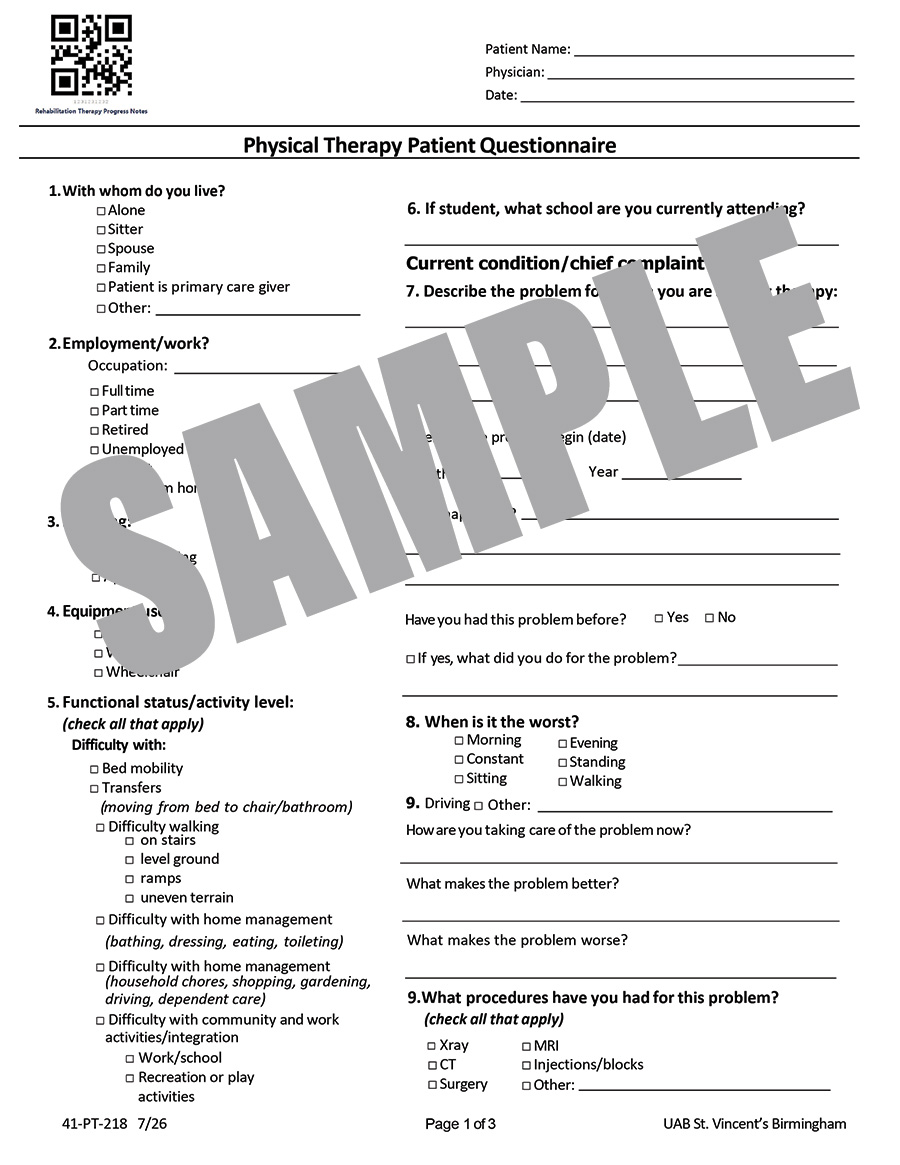 PT QUESTIONNAIRE