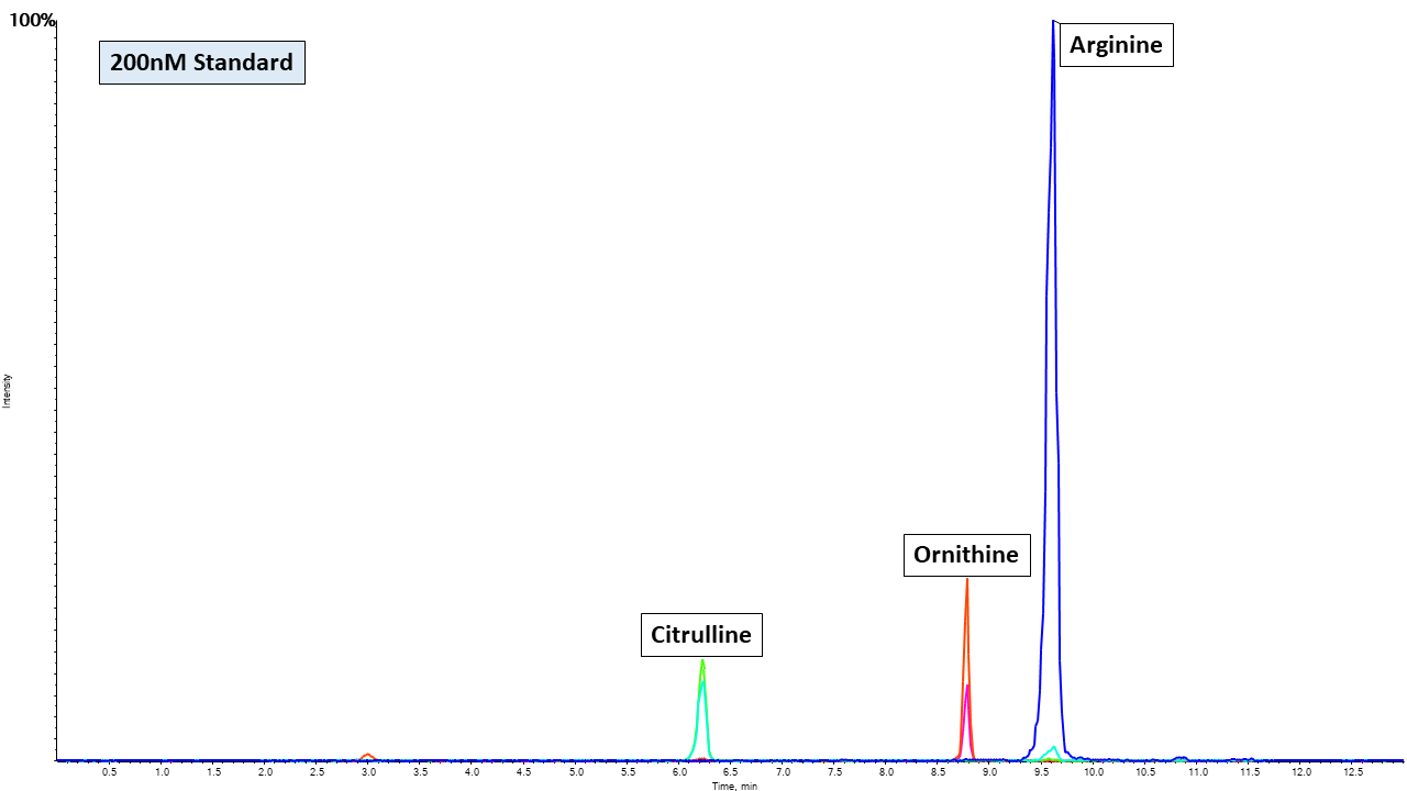 Arginine/Ornithine/Citruline MRM Chromatography