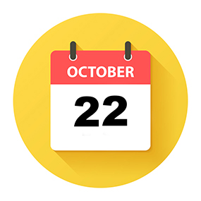 October 15. Round calendar Icon with long shadow in a Flat Design style. Daily calendar isolated on a yellow circle. Vector Illustration (EPS10, well layered and grouped). Easy to edit, manipulate, resize or colorize.