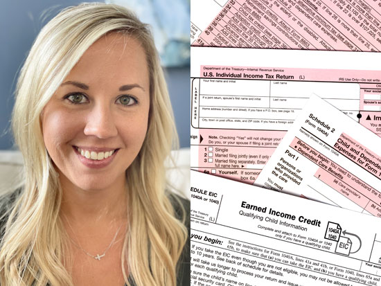 Student Anna Liles and EITD tax forms