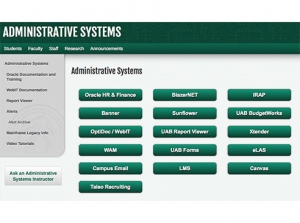 Administrative Systems page is interactive