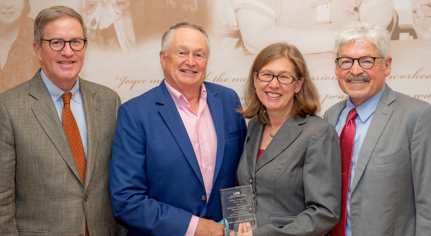 Christopher S. Brown, PhD; Richard B. Marchase, PhD; Andrea Cherrington, MD; and James O. Hill, PhD at the Marchase Interdisciplinary Research Symposium 2021