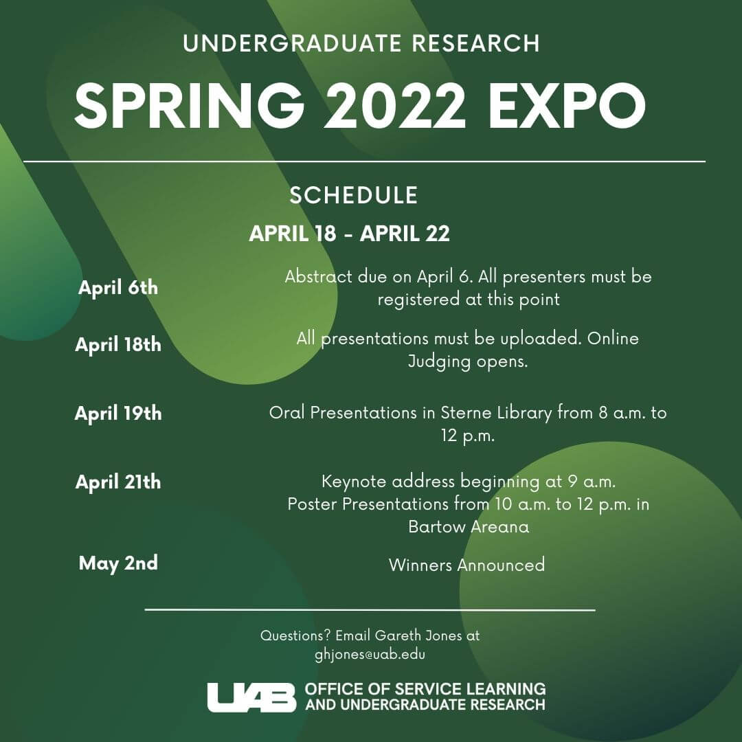 Uab Spring 2022 Calendar Expo - Service Learning And Undergraduate Research | Uab