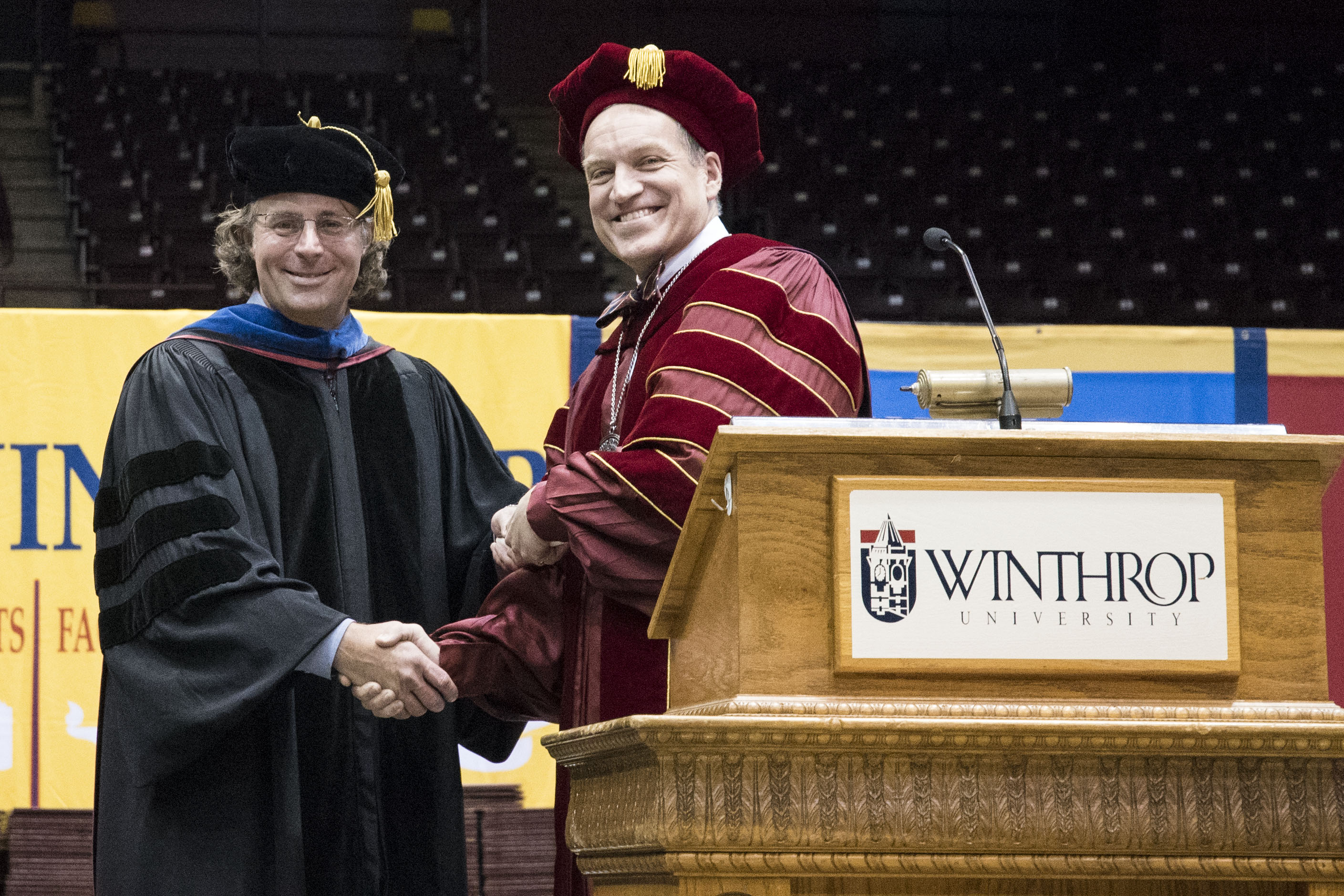 Michael Matthews receives Kinard Award from Winthrop University President Dan Mahoney