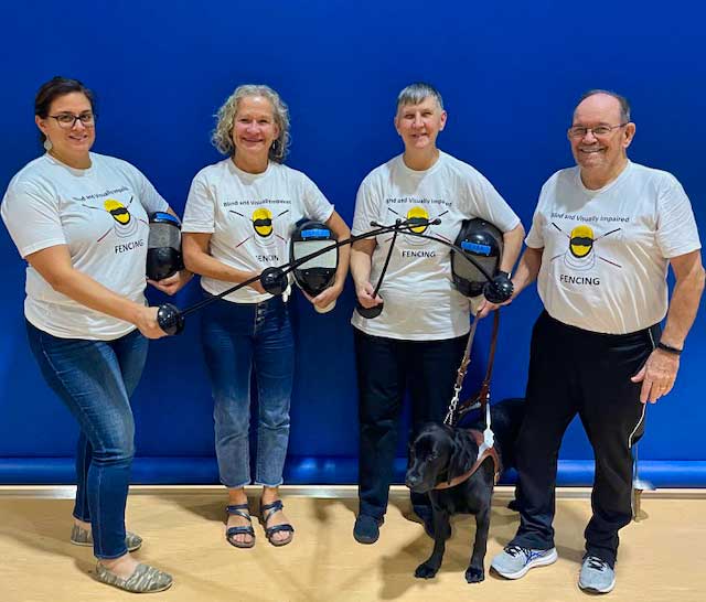 The team that made BVI Fencing a reality. Shown from left to right are Budet, Bachofer, Pound, and Murray.