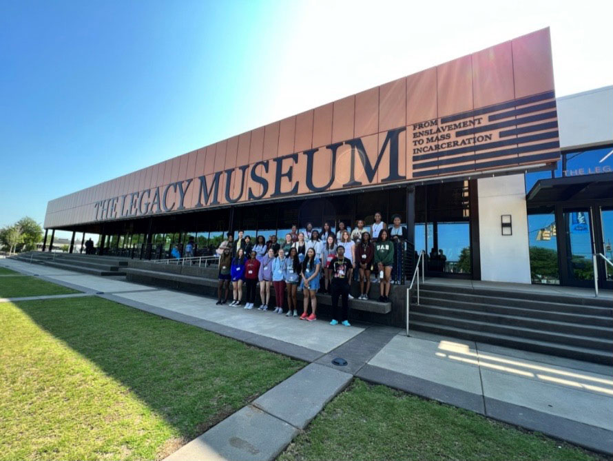 Summer institute students outside the Legacy Museum. 