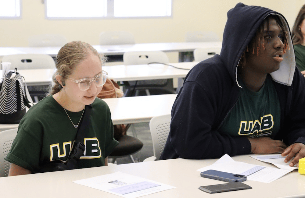 Two ADRS students in a class room setting