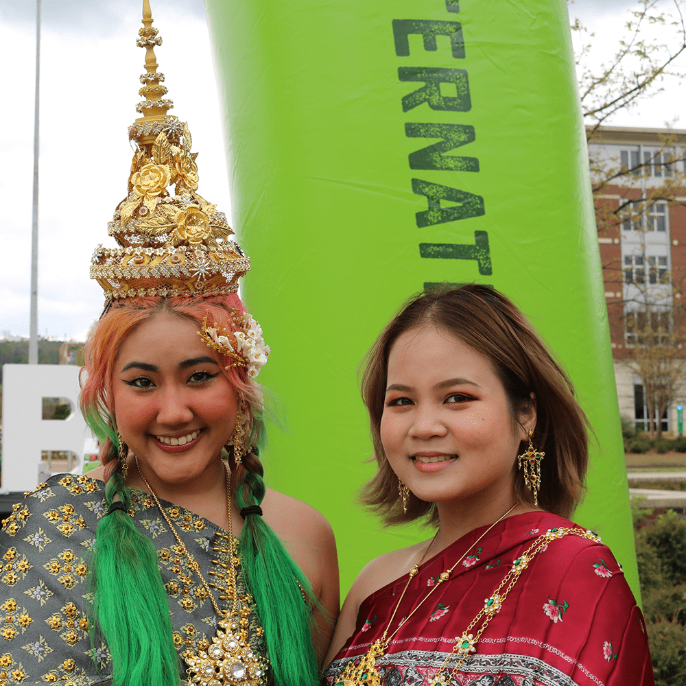 Students dressed in traditional Thai dress for the 2022 International Festival