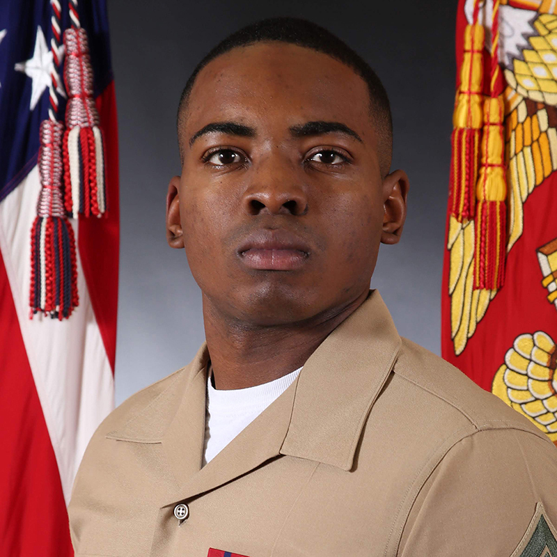 Obie Carnathan poses for his Official Marine Corps photo