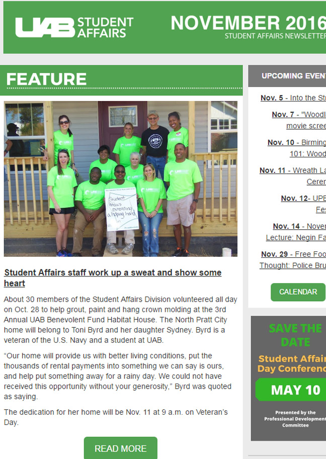 November 2016 Student Affairs Newsletter