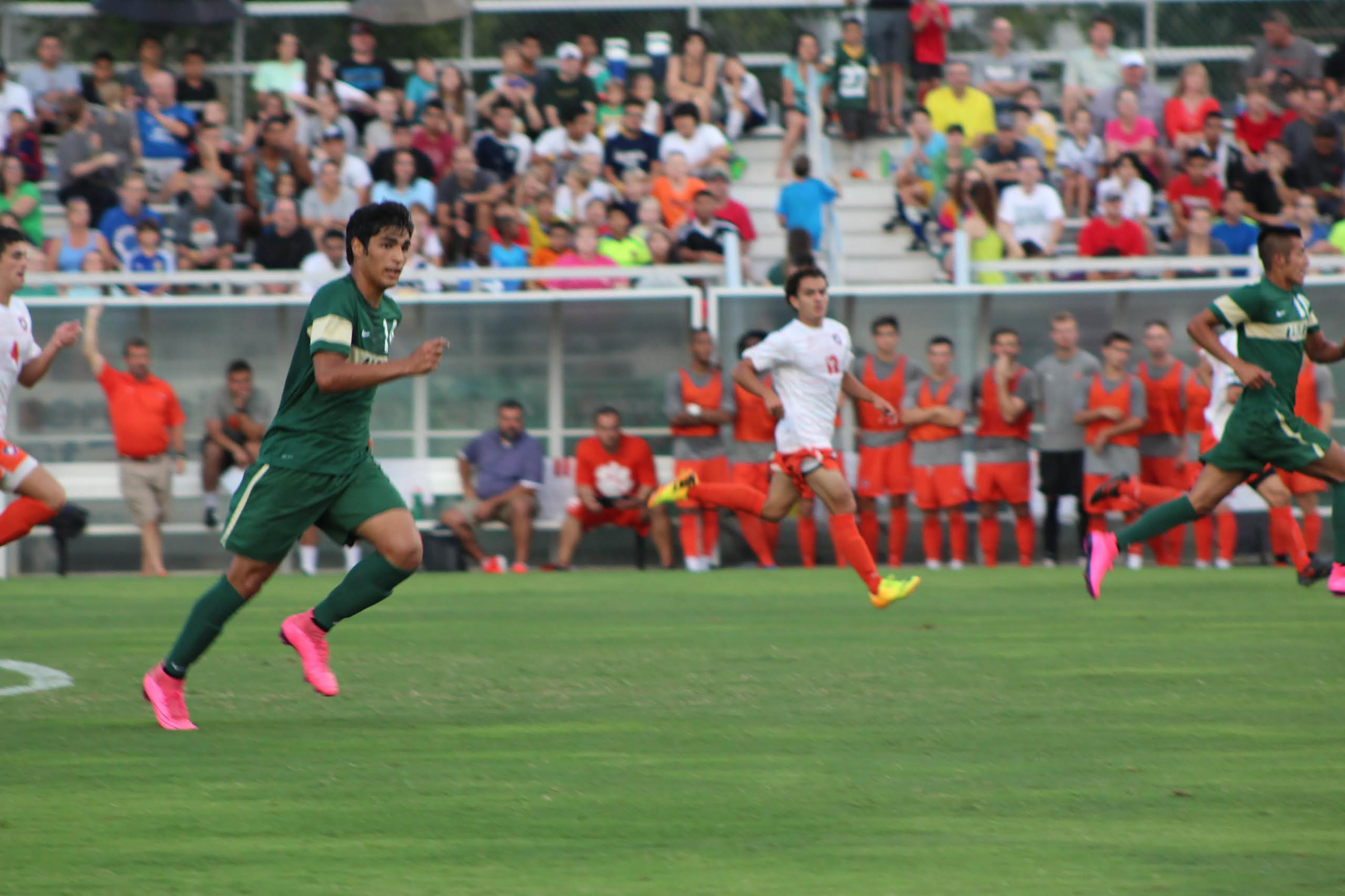 UAB midfielder, David Valverde making a run down the field on Saturday. (Photo by Casey Marley)
