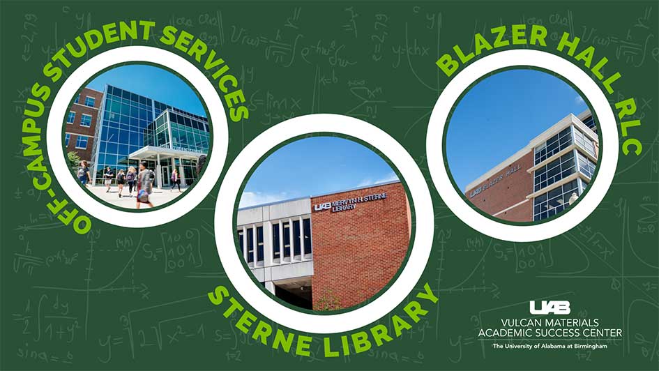 Did you know we offer tutoring in 3 locations? You can schedule an appointment at the VMASC Office in Sterne Library, in the Blazer Hall Residence Life Center, and in the Off-Campus Student Services Lounge in the Hill Center! Click here to schedule your appointment today.