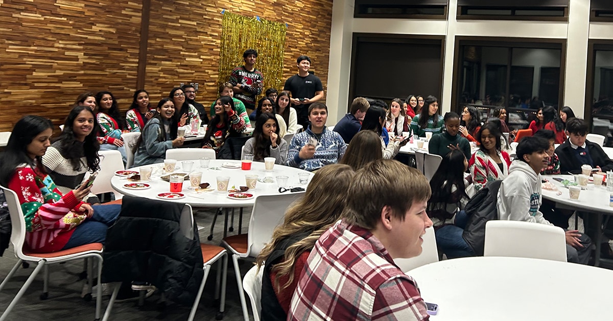 EMSAP Students At Round Tables at a reception