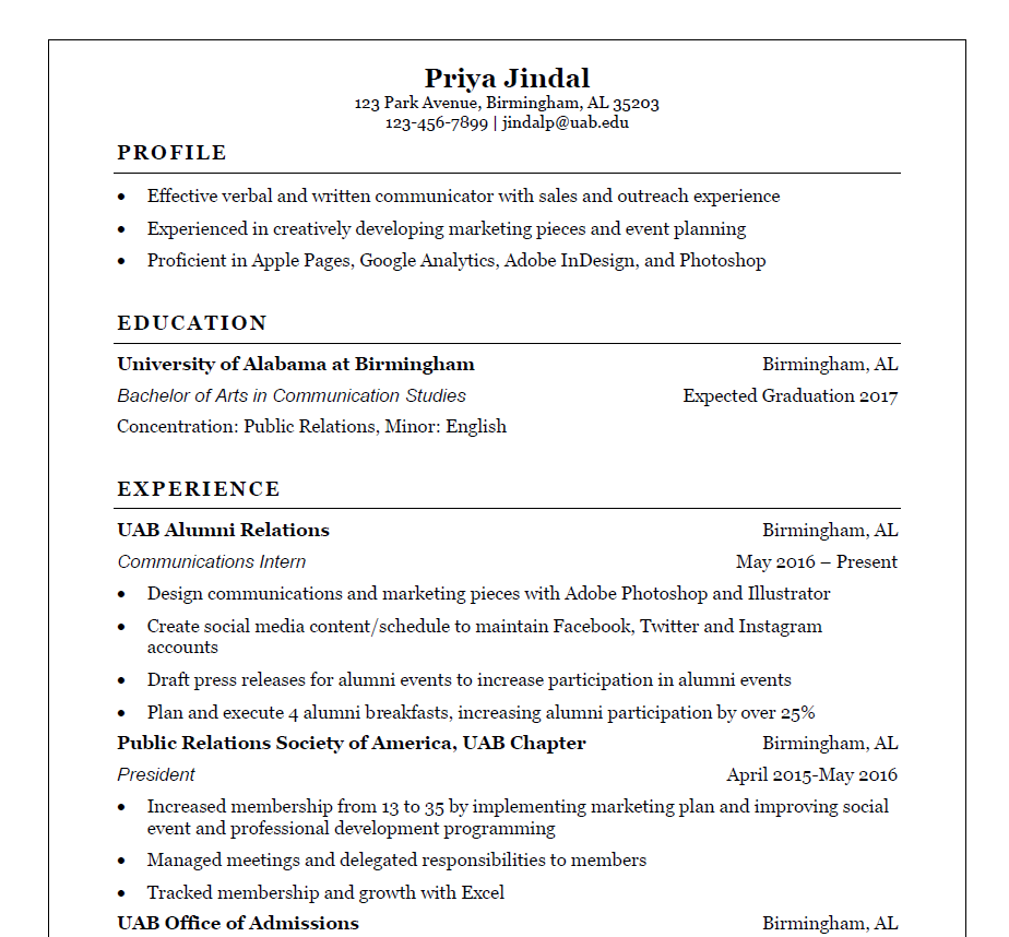 uab resume help