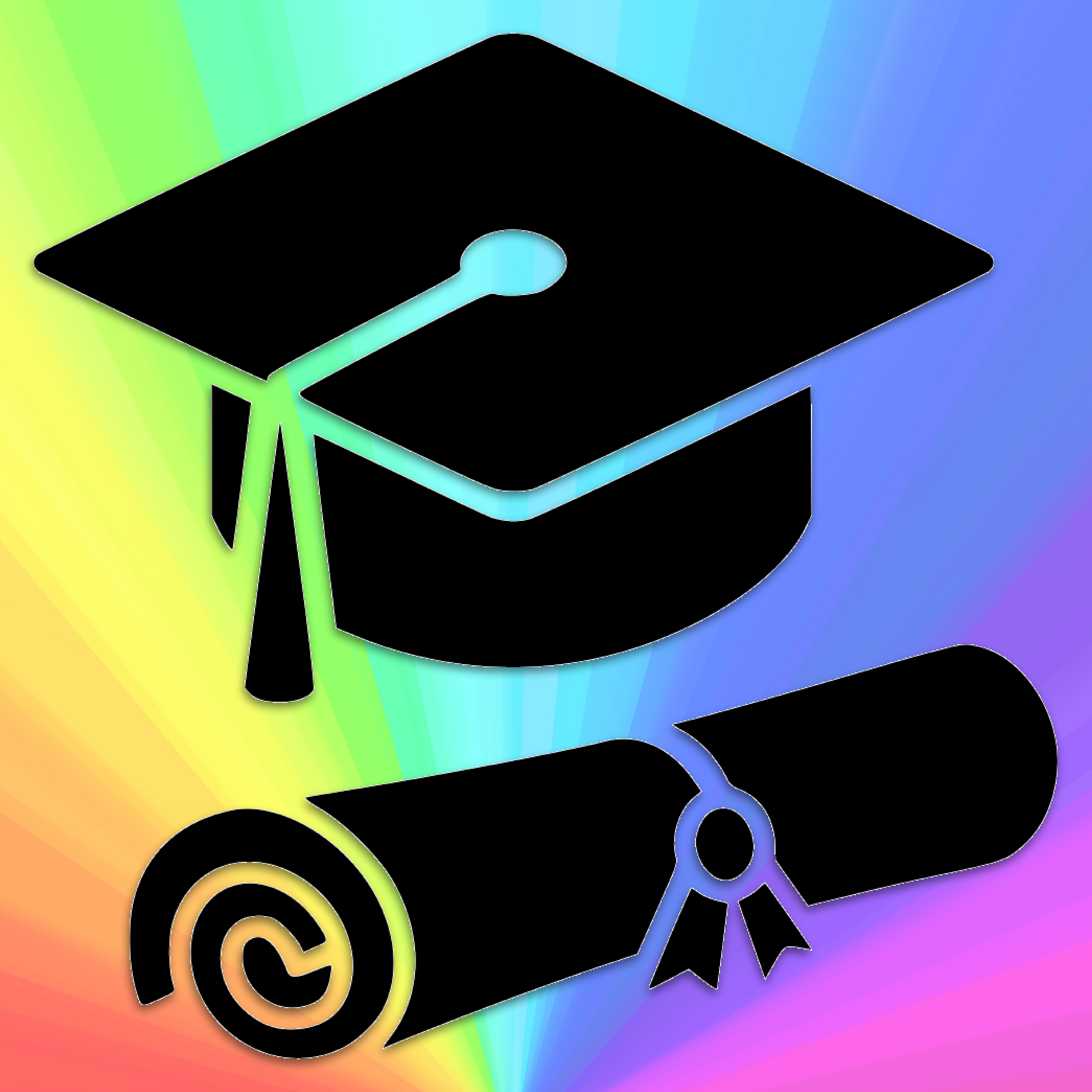 Rainbow Motarboard and Diploma