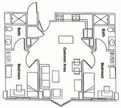 Blount Hall Floorplan 2br