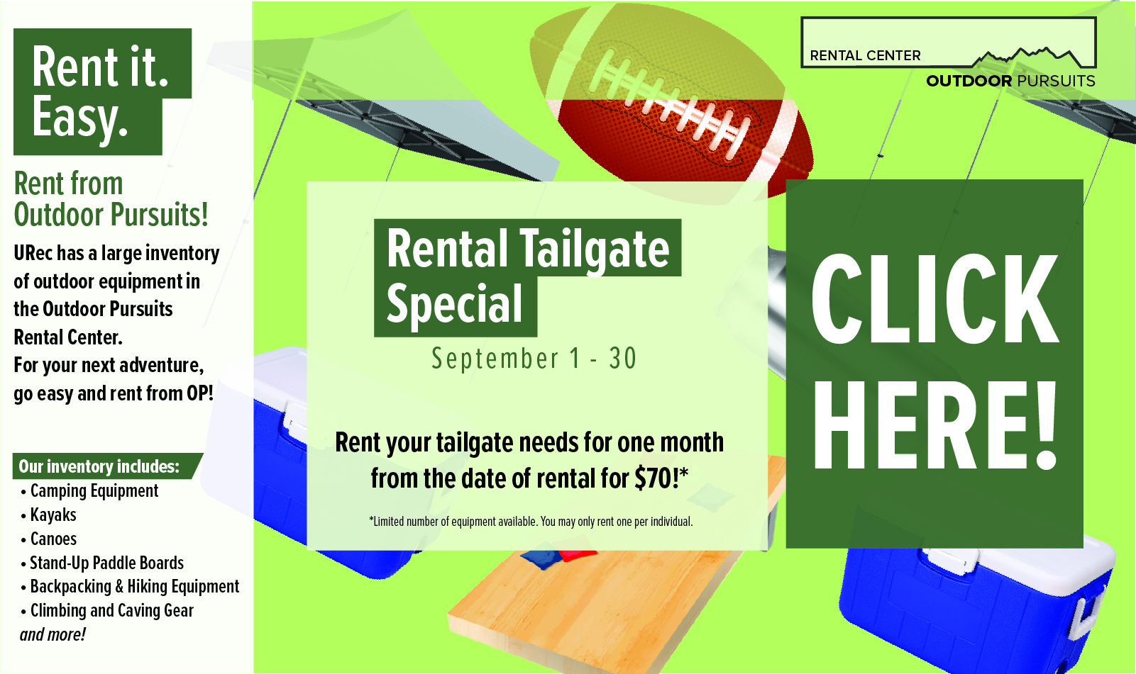 Rental Tailgate Special