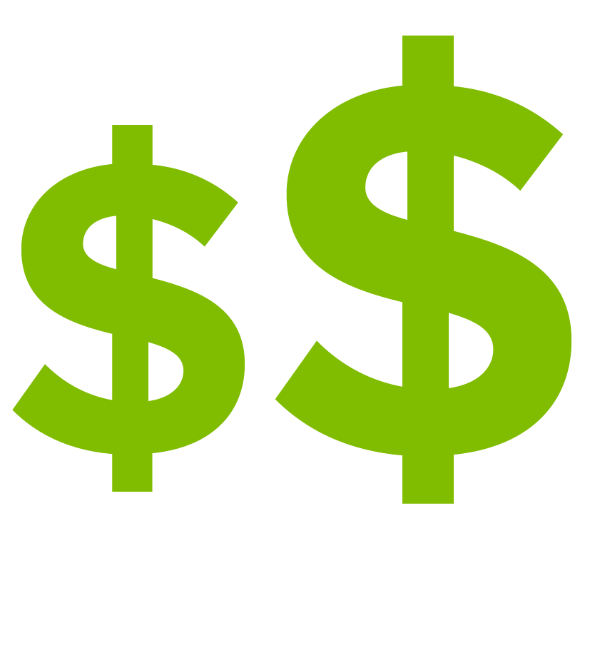 Graphic of two money symbols.