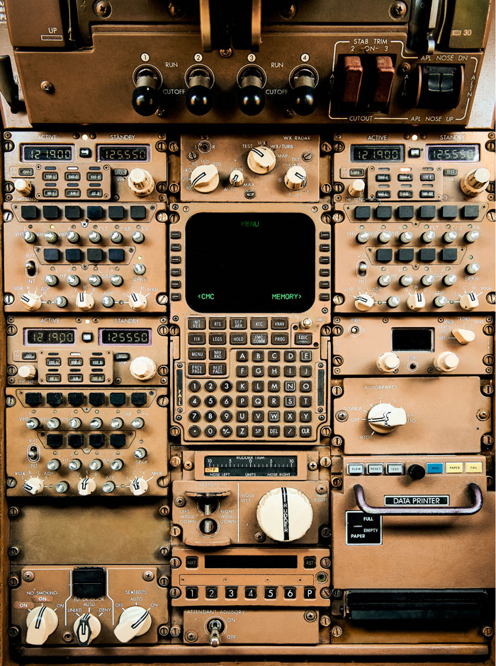 Photo of control panel from vintage airplane